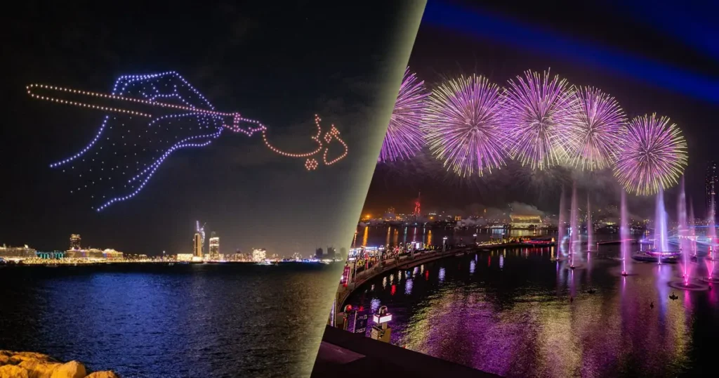 Fireworks and drone shows in Dubai